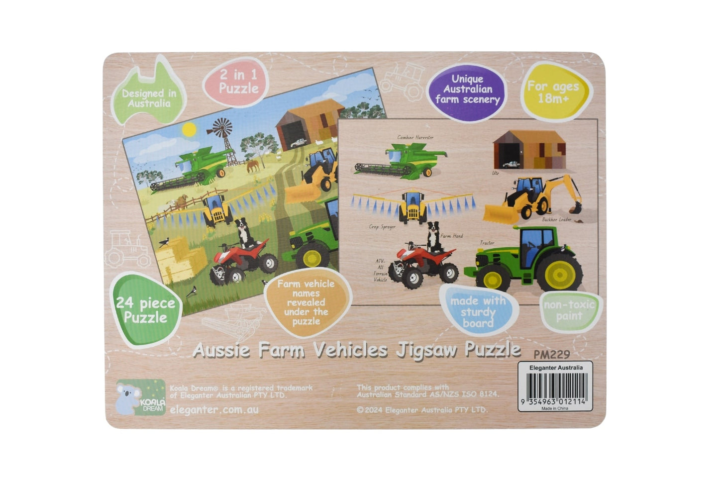 AUSSIE FARM VEHICLES JIGSAW PUZZLE 24PCS - Bamboo Sprout