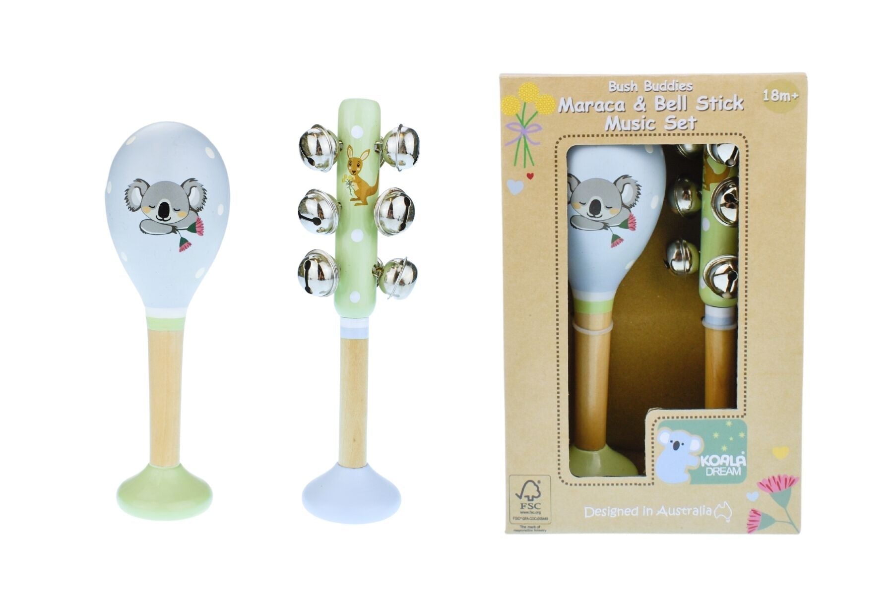 BUSH BUDDIES AUSTRALIAN ANIMALS MARACA & BELLSTICK SET - Bamboo Sprout