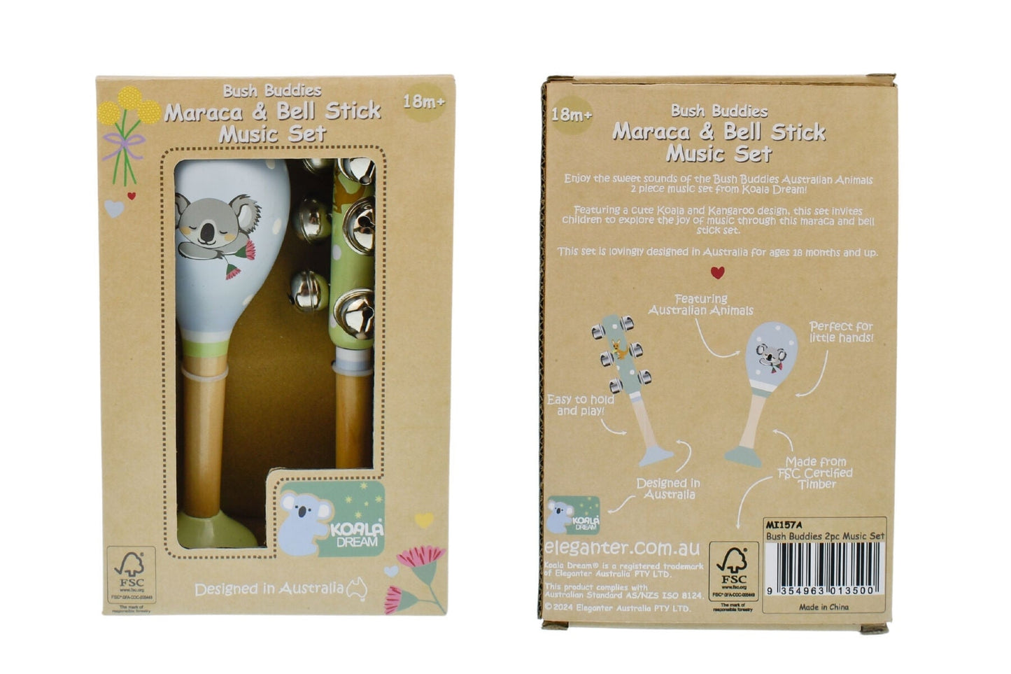 BUSH BUDDIES AUSTRALIAN ANIMALS MARACA & BELLSTICK SET - Bamboo Sprout
