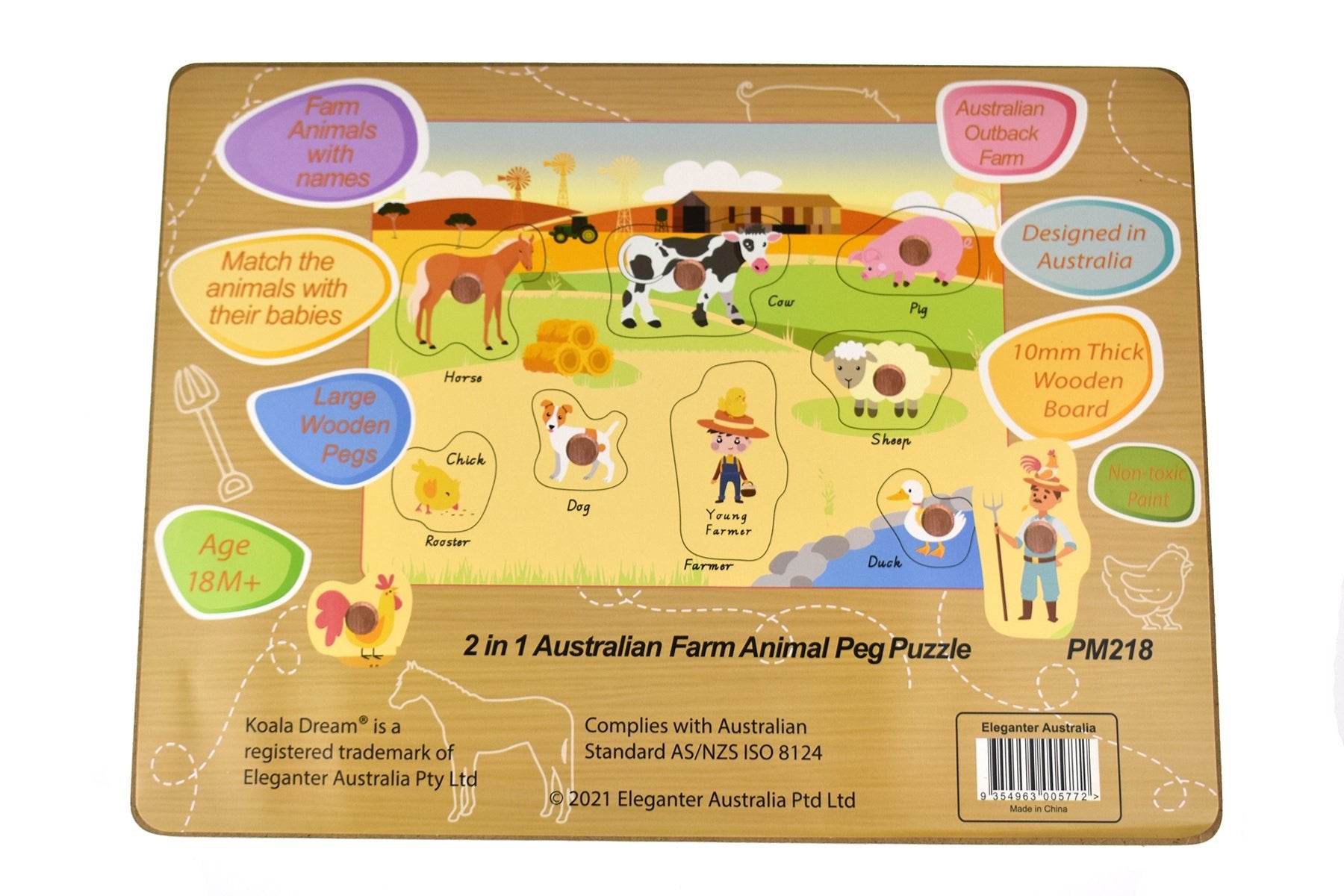 2 IN 1 AUSTRALIAN FARM PEG PUZZLE - Bamboo Sprout