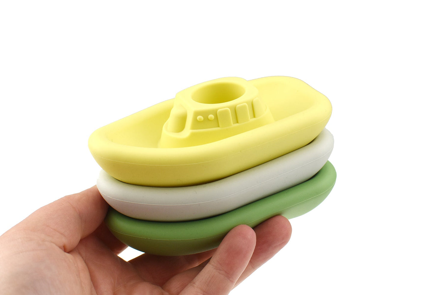 BATH BOATS 3PC SILICONE SET - GREY/GREEN - Bamboo Sprout