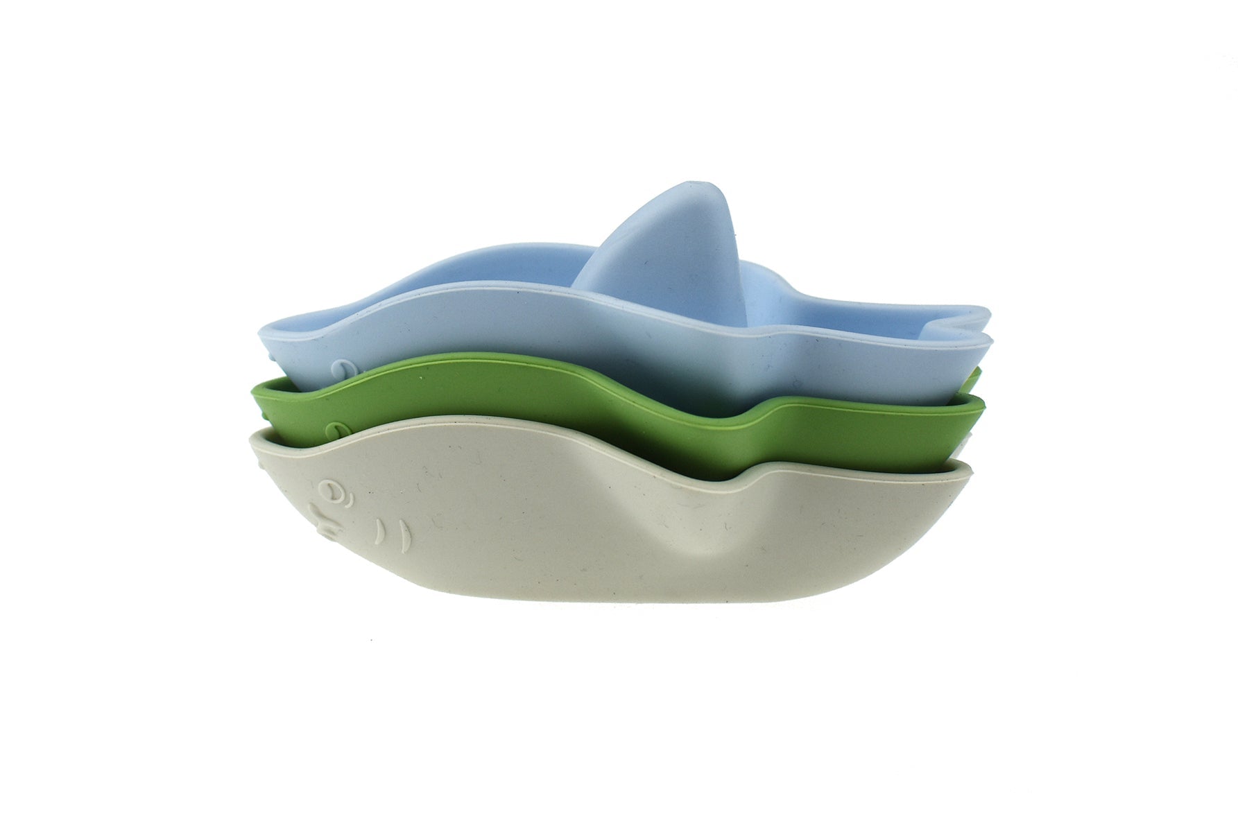 BATH SHARKS SILICONE 3PC SET - BLUE/GREEN - Bamboo Sprout