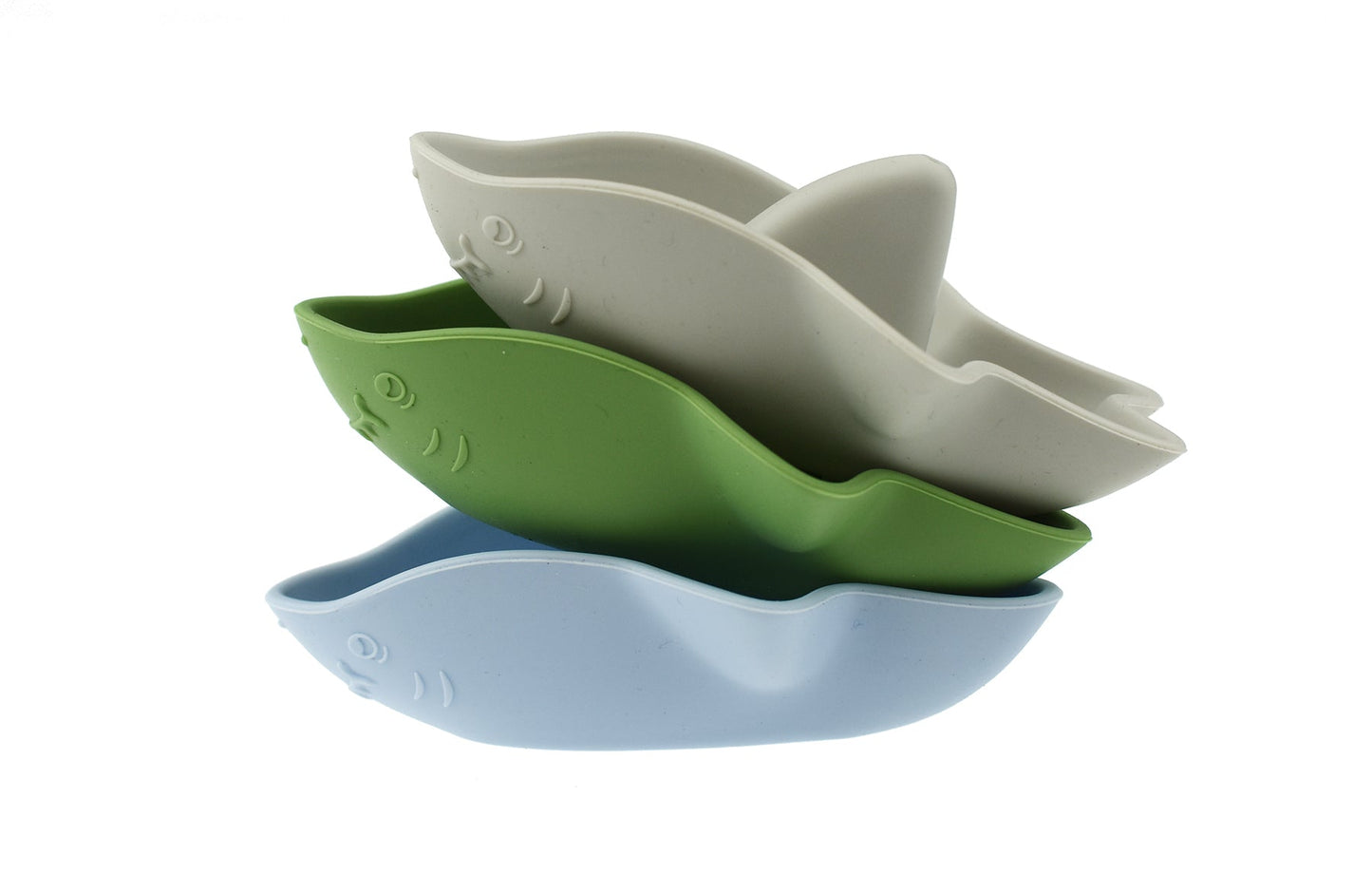 BATH SHARKS SILICONE 3PC SET - BLUE/GREEN - Bamboo Sprout