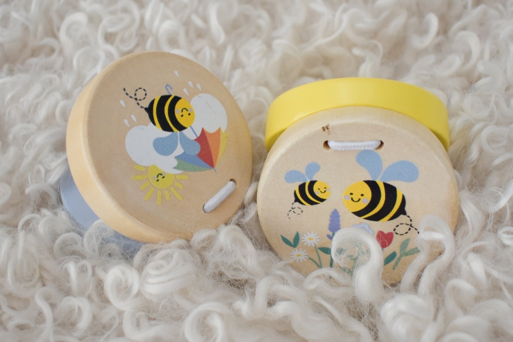 BUZZY DAYS BEE WOODEN CASTANETS PRICE FOR 2 - Bamboo Sprout