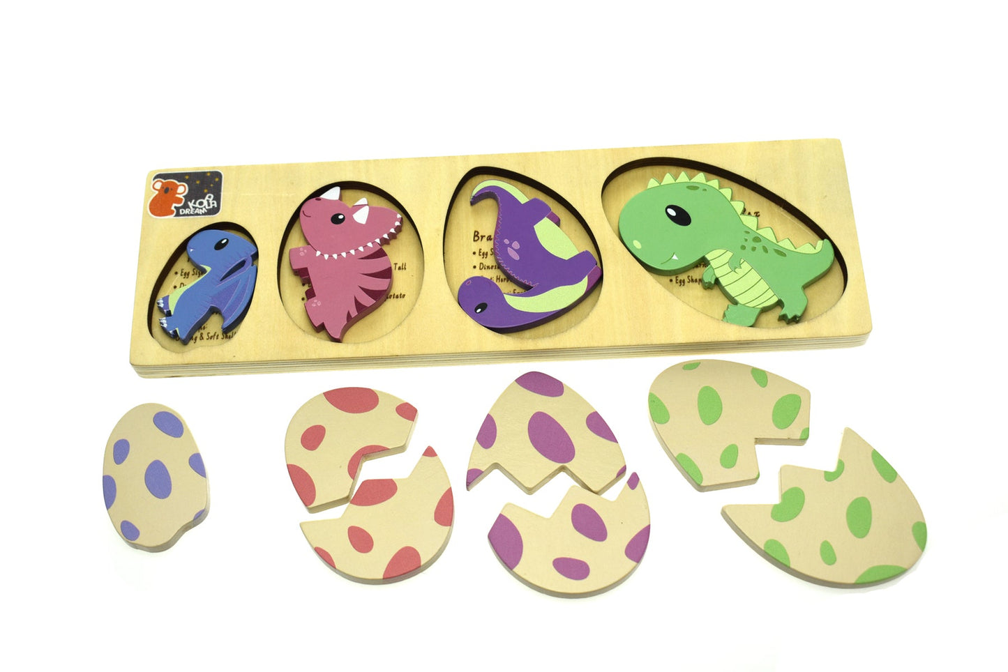 DINOSAUR EGGS WITH FACTS 2 LAYERS PUZZLE BOARD - Bamboo Sprout