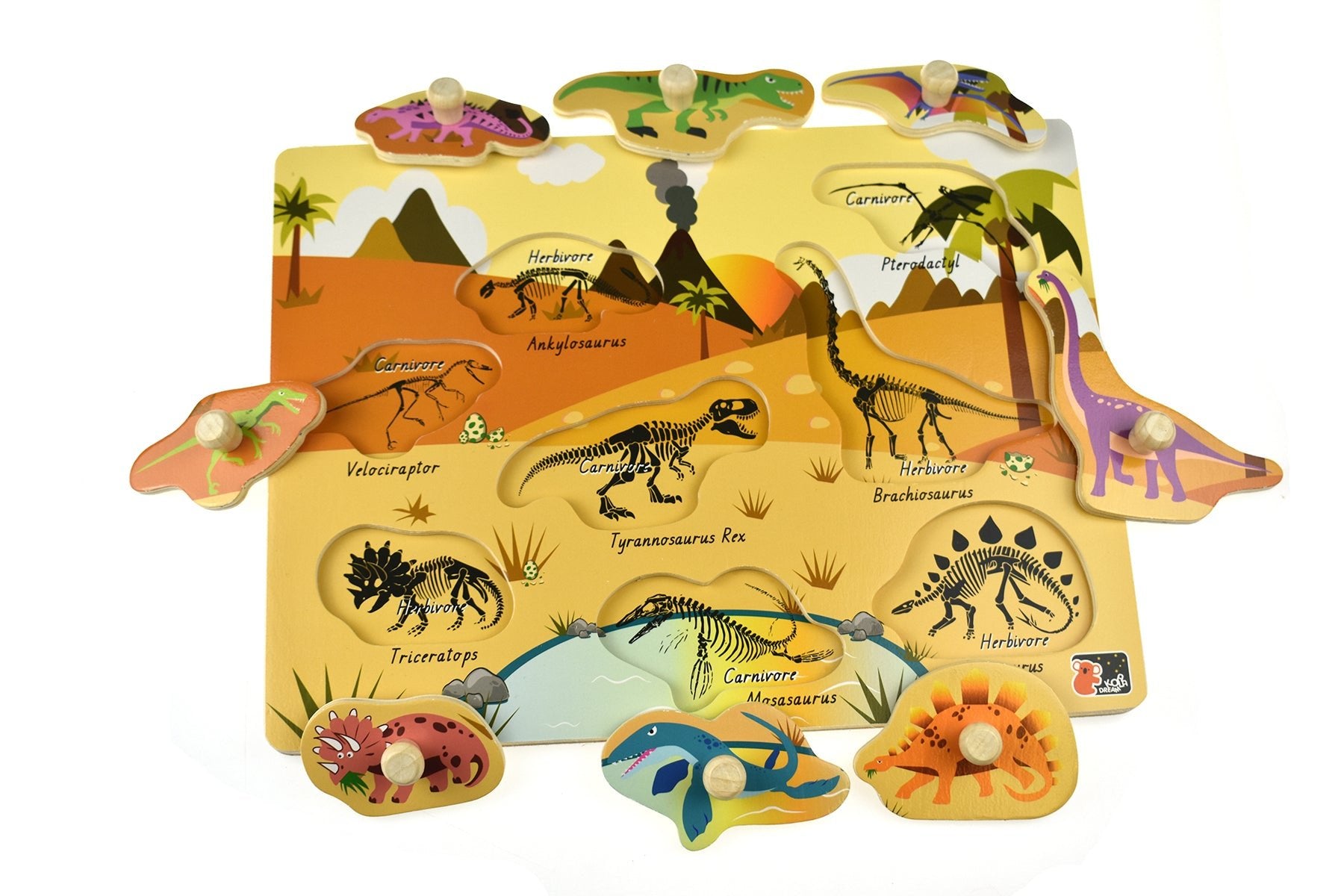 2 IN 1 DINOSAUR PEG PUZZLE - Bamboo Sprout