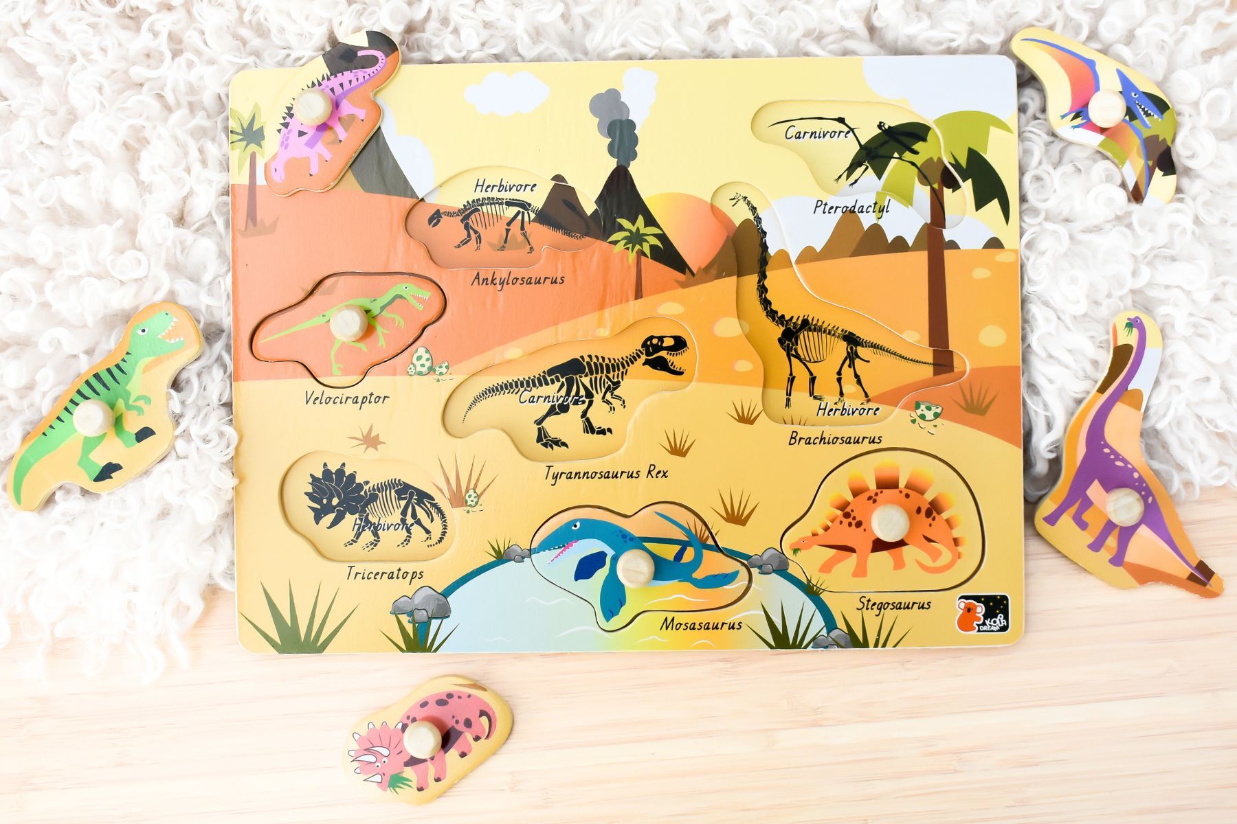 2 IN 1 DINOSAUR PEG PUZZLE - Bamboo Sprout