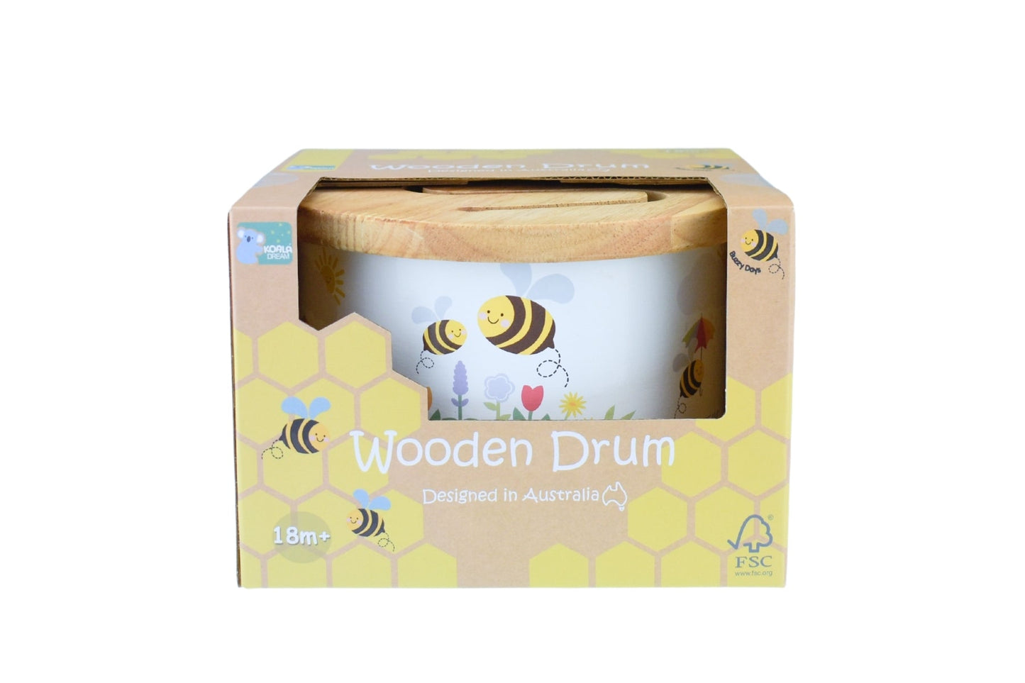 BUZZY DAYS BEE WOODEN DRUM - Bamboo Sprout