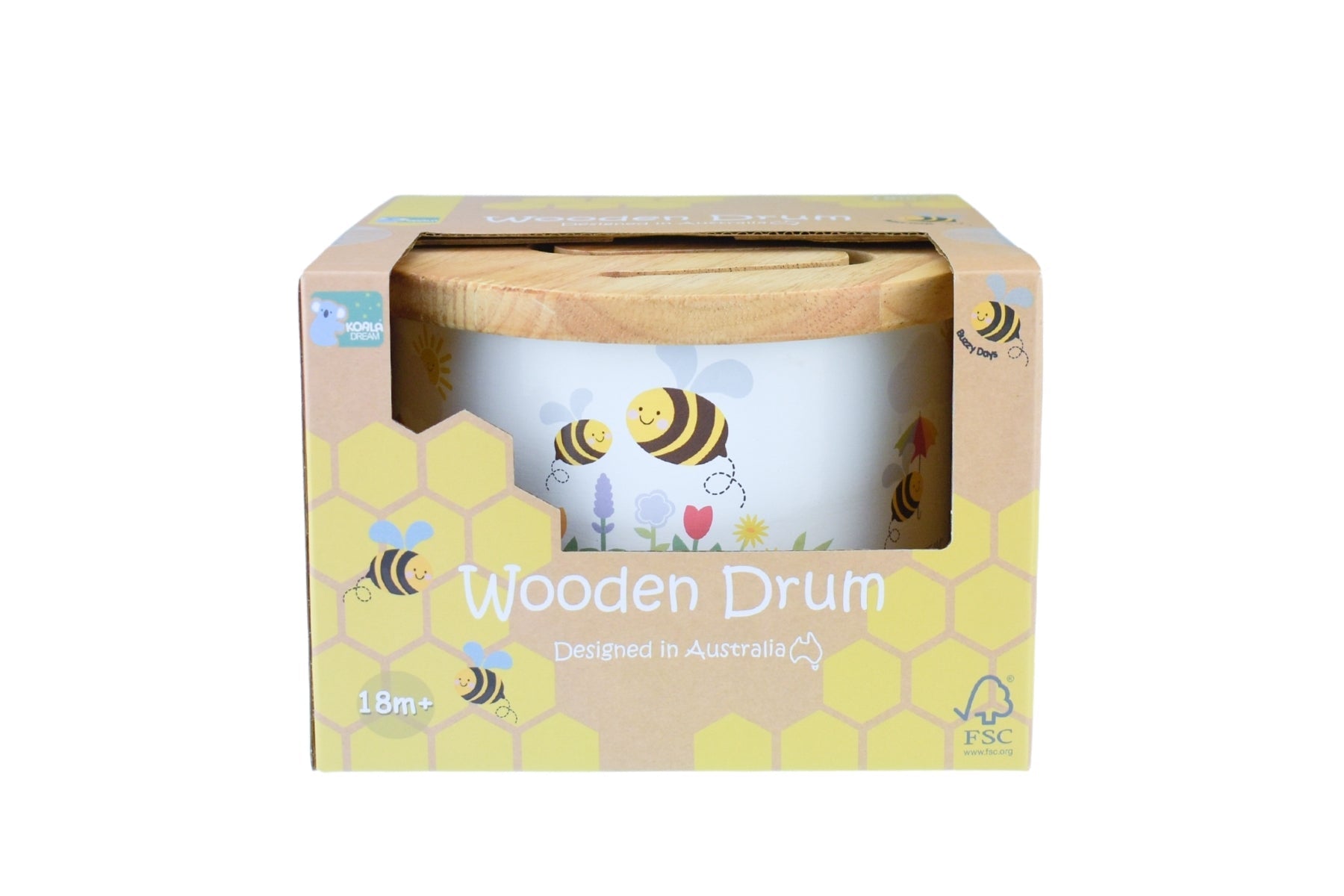BUZZY DAYS BEE WOODEN DRUM - Bamboo Sprout