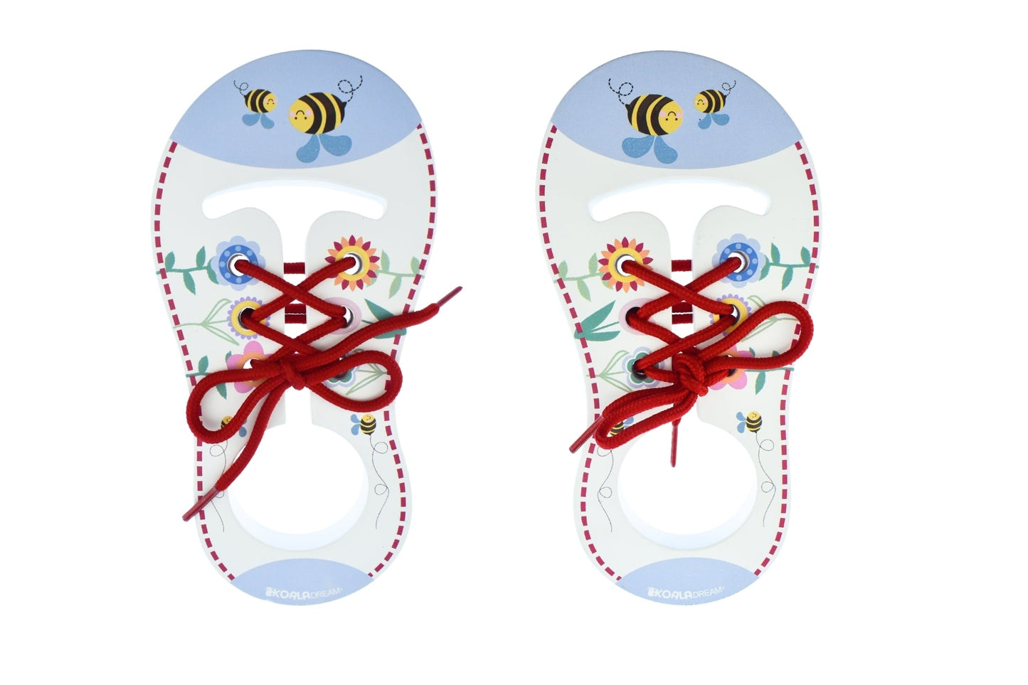 Pair of Koala Dream Learn to Tie Shoe Laces with instructional tips for easy tying and secure fit.