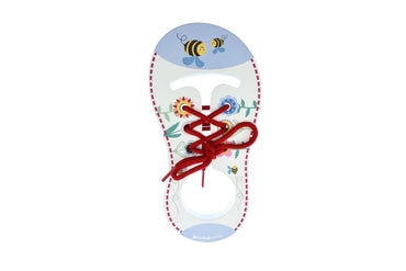 Pair of Koala Dream brand learn to tie shoe laces, showing step-by-step lace-tie demonstration for kids and beginners.