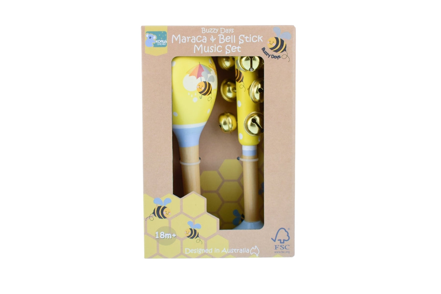 BUZZY DAYS BEE MARACA & BELLSTICK SET - Bamboo Sprout