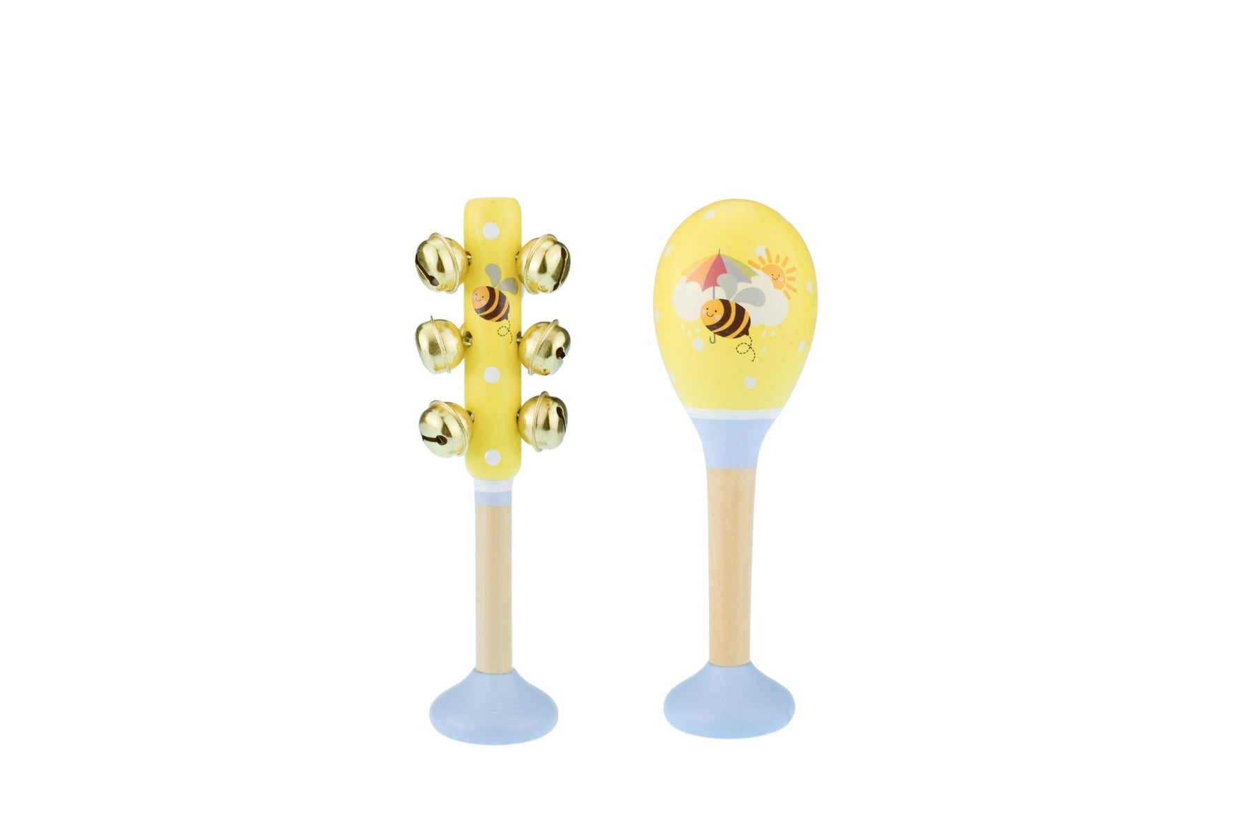 BUZZY DAYS BEE MARACA & BELLSTICK SET - Bamboo Sprout