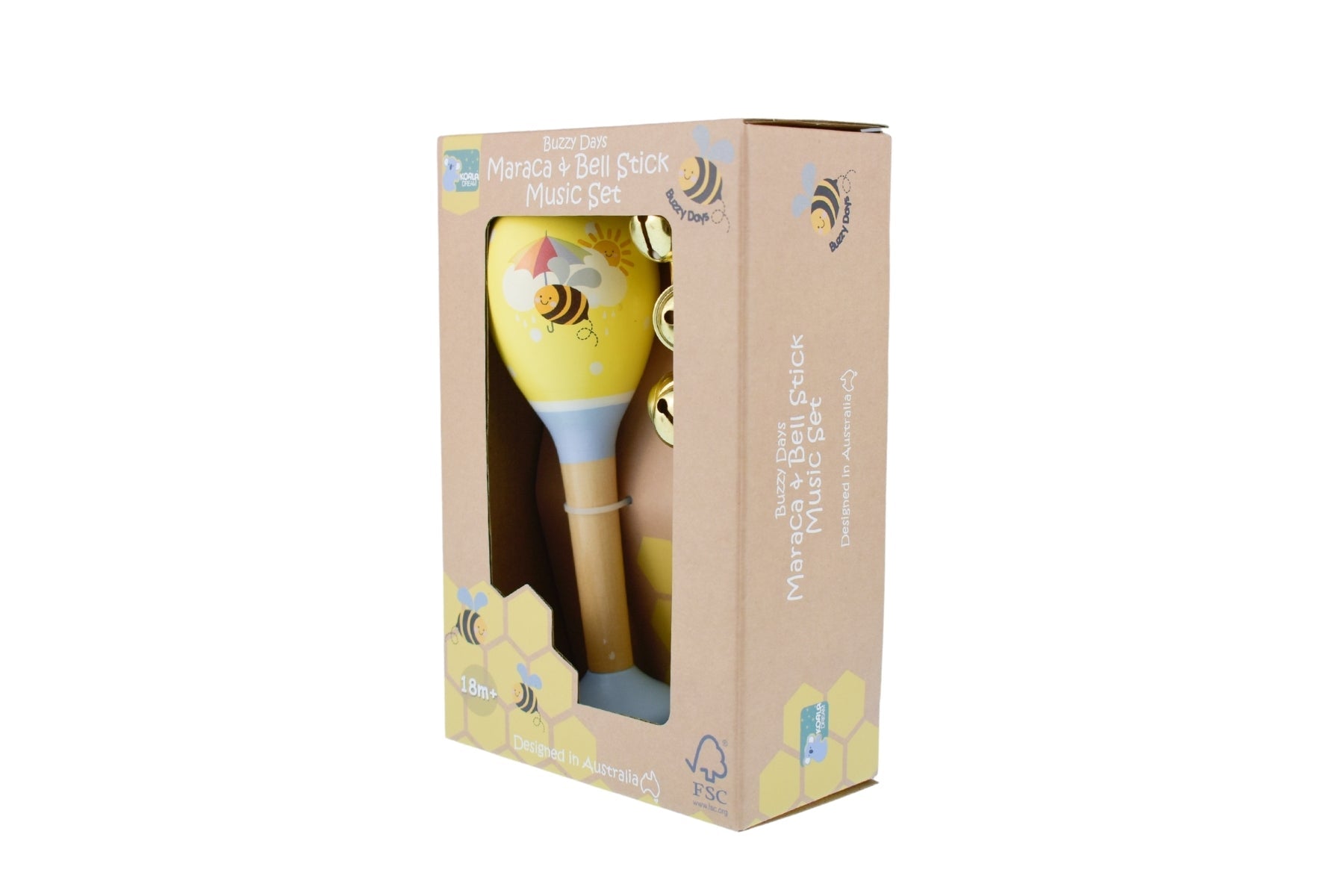 BUZZY DAYS BEE MARACA & BELLSTICK SET - Bamboo Sprout