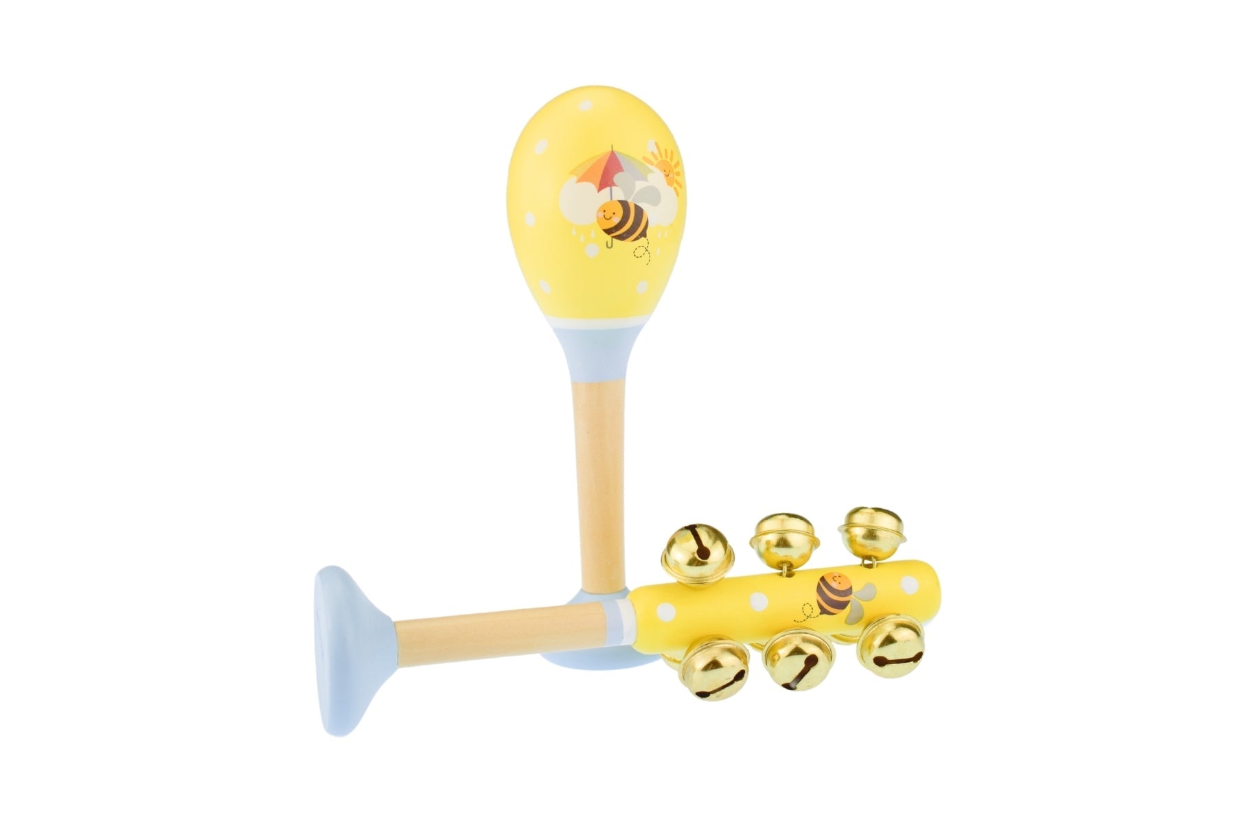 BUZZY DAYS BEE MARACA & BELLSTICK SET - Bamboo Sprout