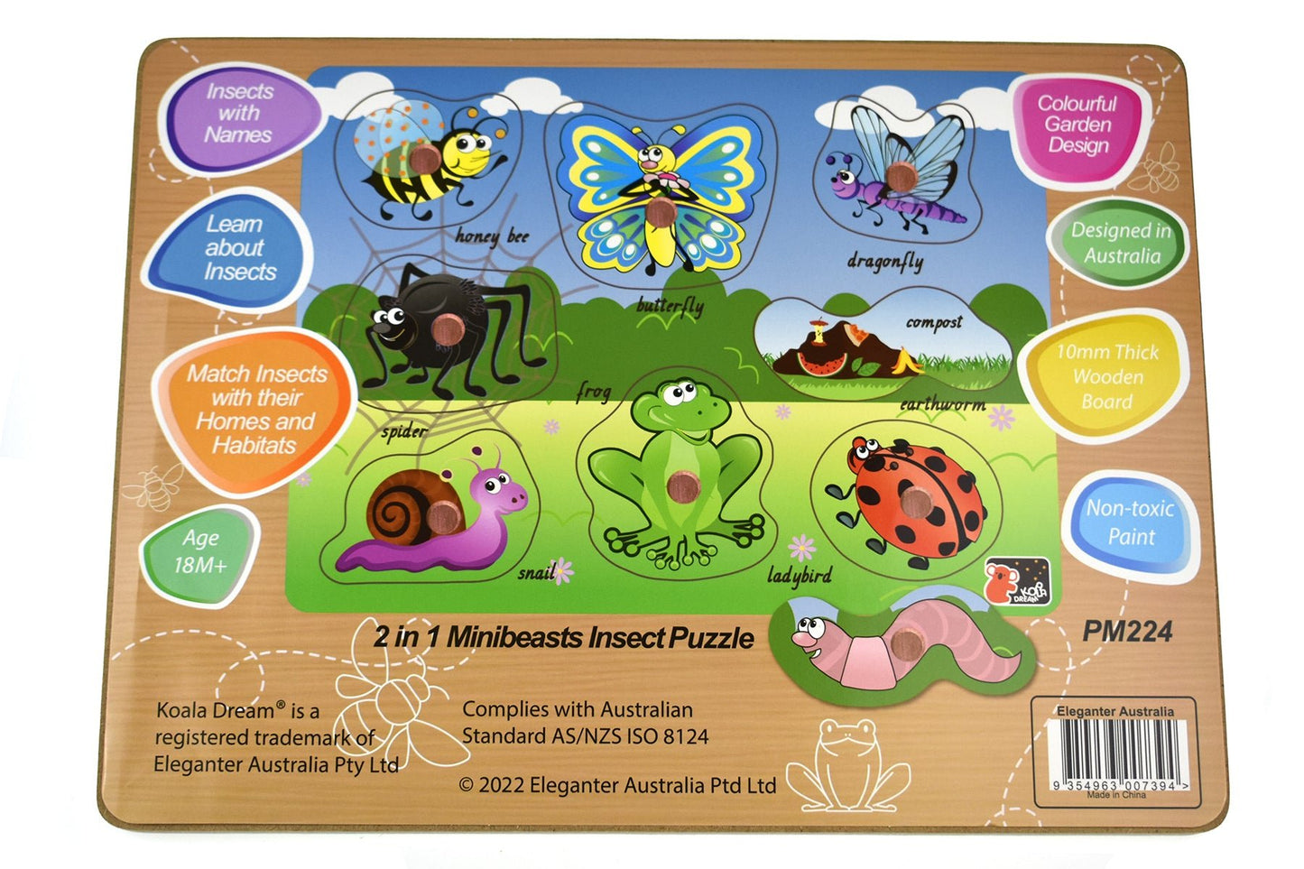 2 IN 1 MINIBEASTS INSECT PEG PUZZLE - Bamboo Sprout
