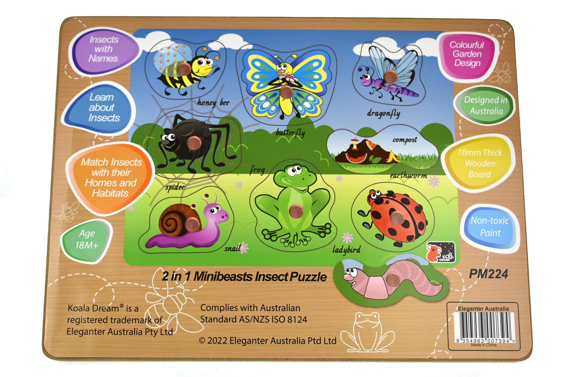 2 IN 1 MINIBEASTS INSECT PEG PUZZLE - Bamboo Sprout