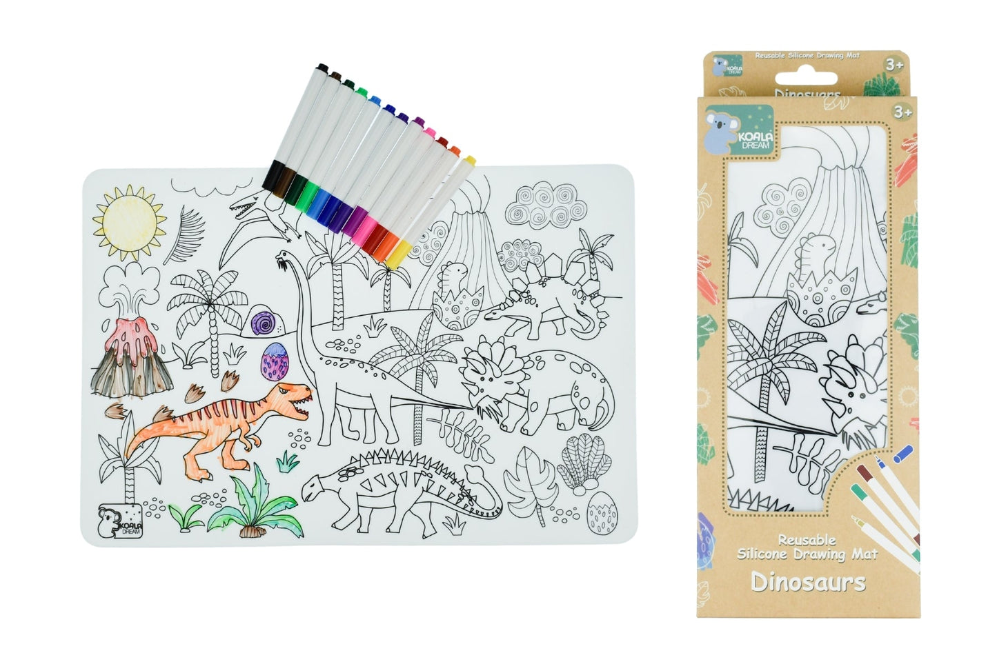 REUSABLE SILICONE DRAWING MAT - DINOSAURS - Bamboo Sprout