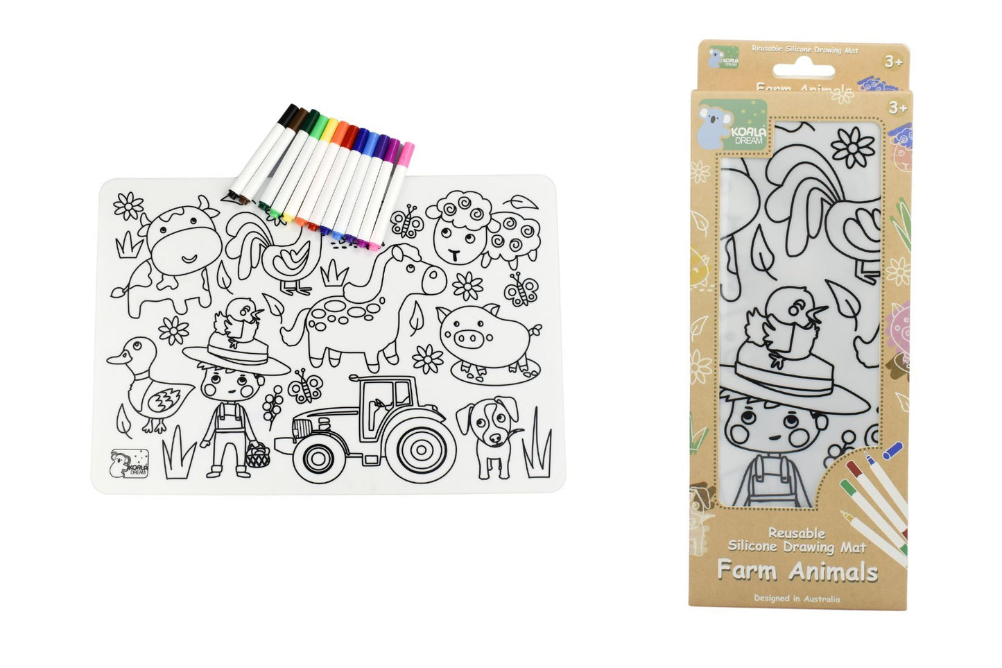 REUSABLE SILICONE DRAWING MAT - FARM ANIMALS - Bamboo Sprout