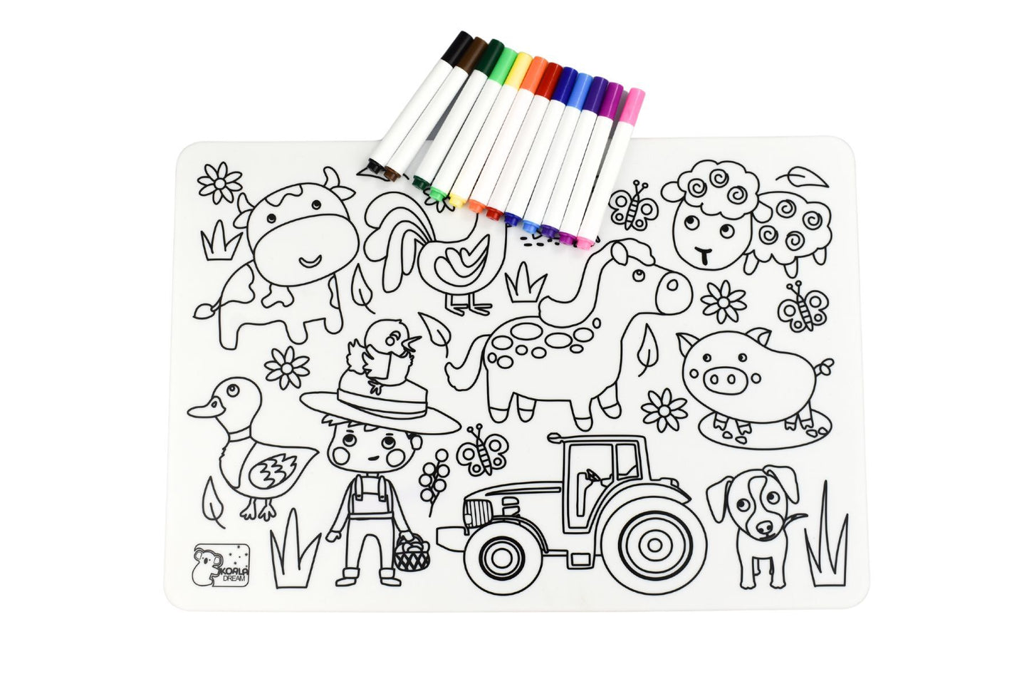 REUSABLE SILICONE DRAWING MAT - FARM ANIMALS - Bamboo Sprout