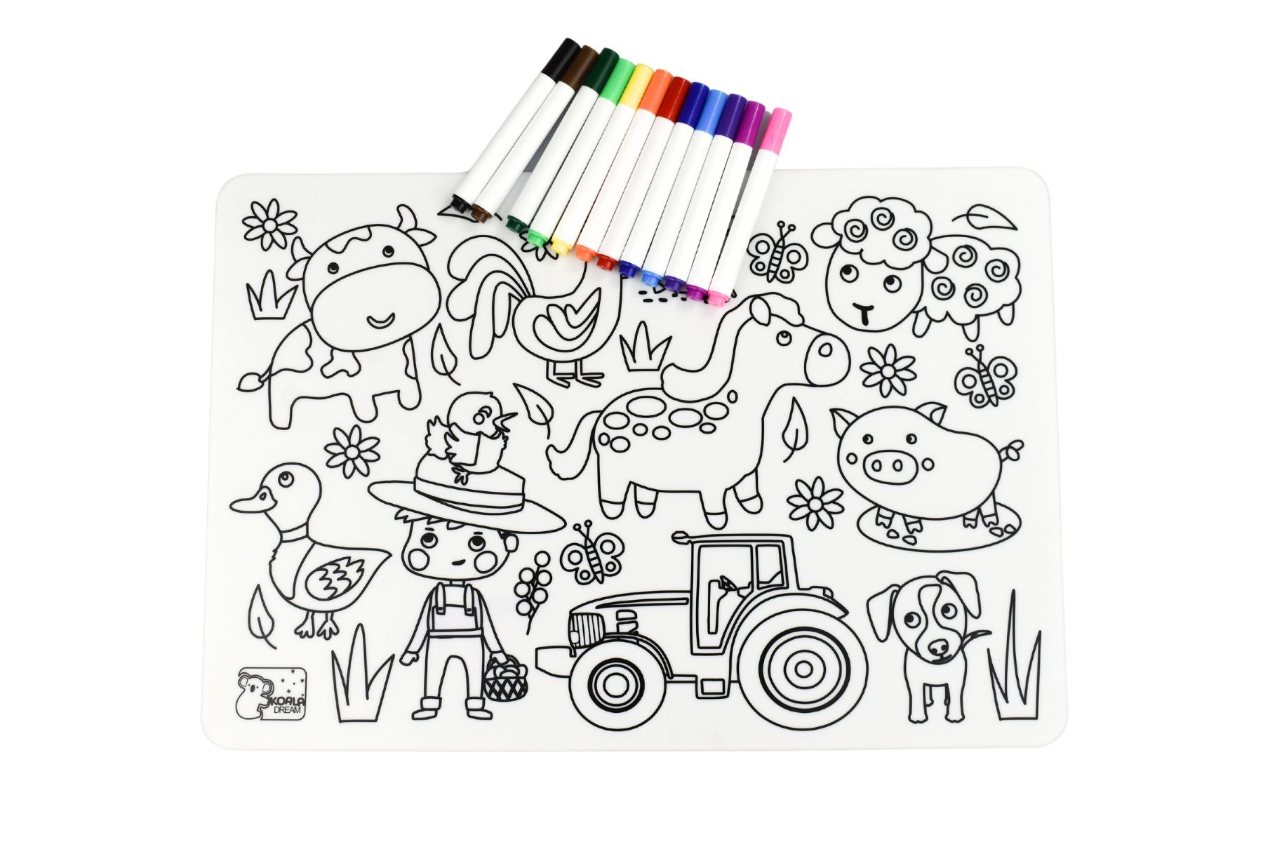 REUSABLE SILICONE DRAWING MAT - FARM ANIMALS - Bamboo Sprout