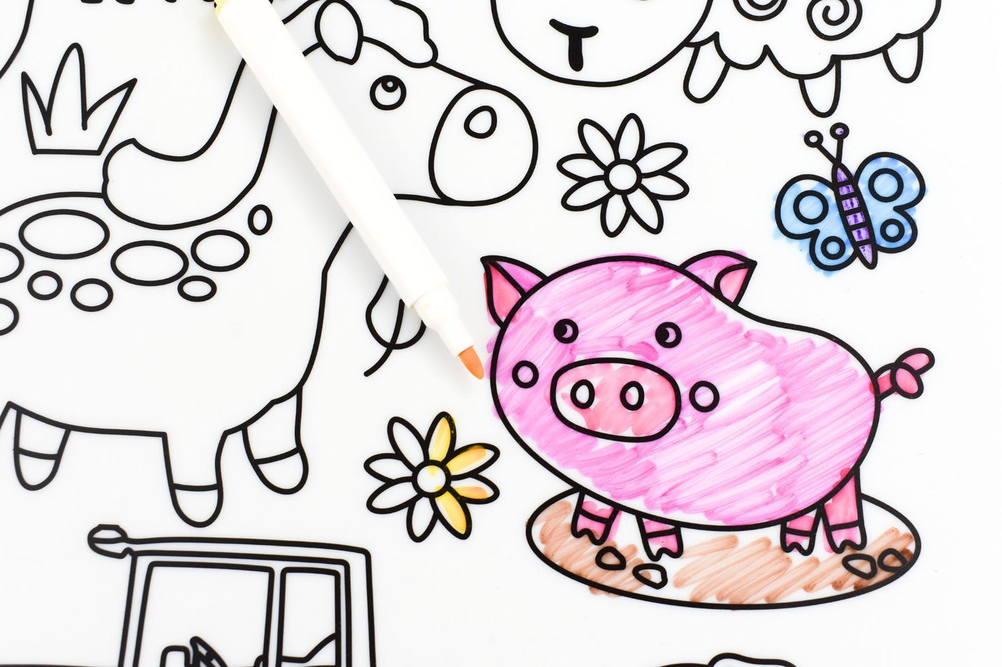 REUSABLE SILICONE DRAWING MAT - FARM ANIMALS - Bamboo Sprout