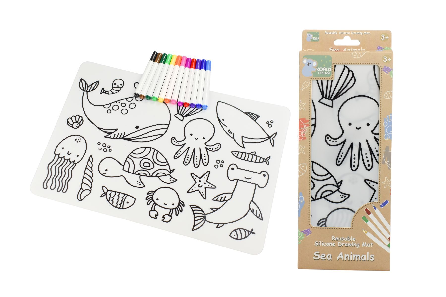 REUSABLE SILICONE DRAWING MAT - SEA ANIMALS - Bamboo Sprout