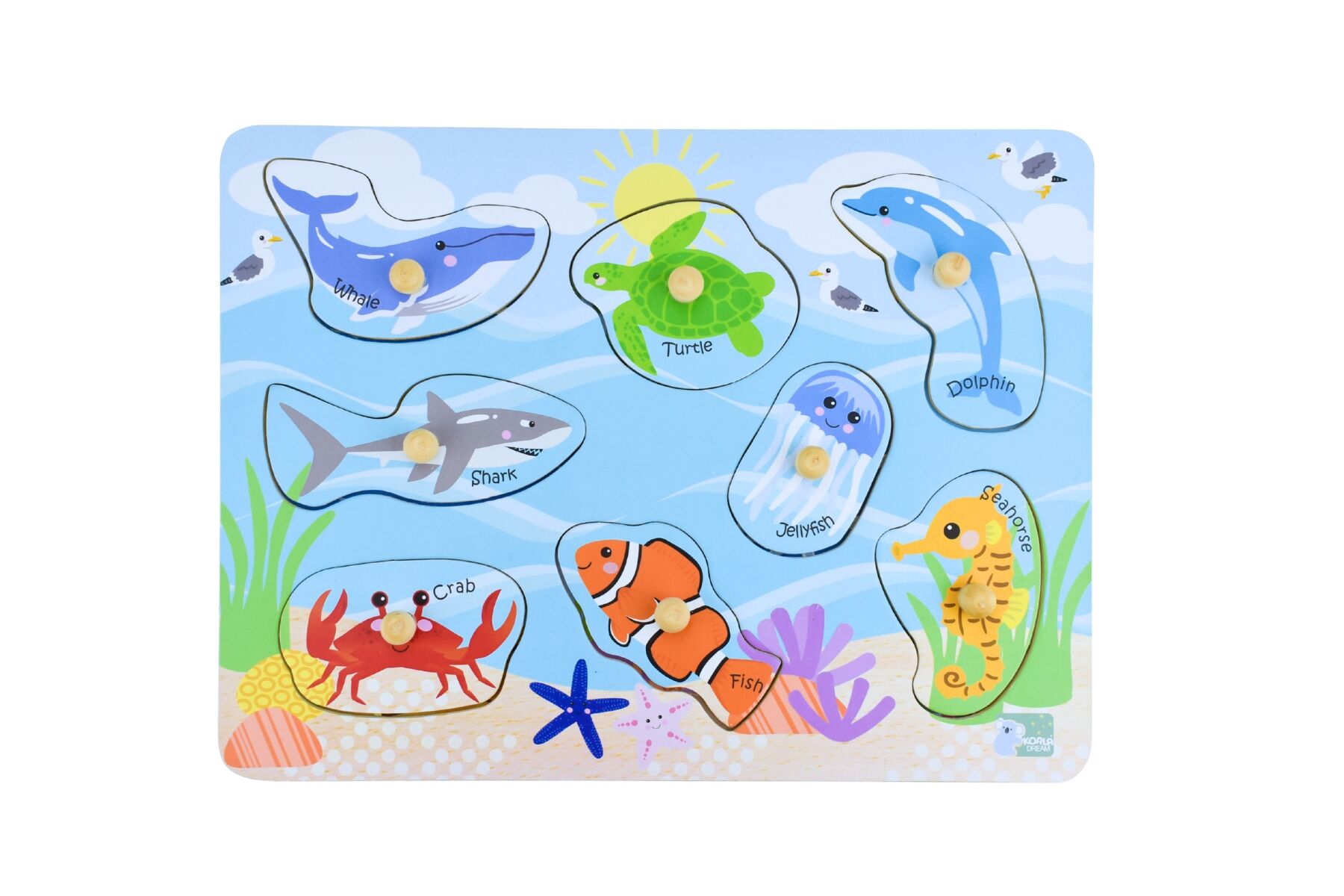 2 IN 1 SEA ANIMAL AND THEIR HABITATS PEG PUZZLE - Bamboo Sprout