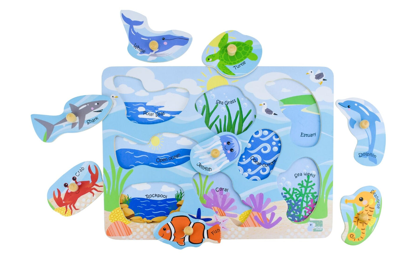 2 IN 1 SEA ANIMAL AND THEIR HABITATS PEG PUZZLE - Bamboo Sprout