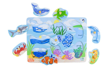 2 IN 1 SEA ANIMAL AND THEIR HABITATS PEG PUZZLE - Bamboo Sprout