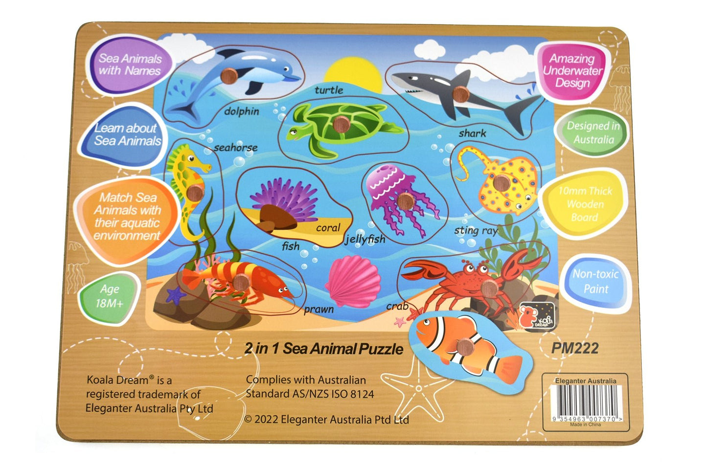 2 IN 1 SEA ANIMAL PEG PUZZLE - Bamboo Sprout