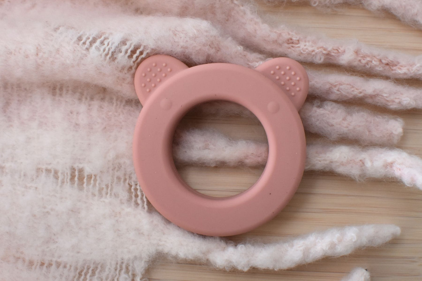 SENSORY SILICONE BEAR TEETHER - PINK - Bamboo Sprout