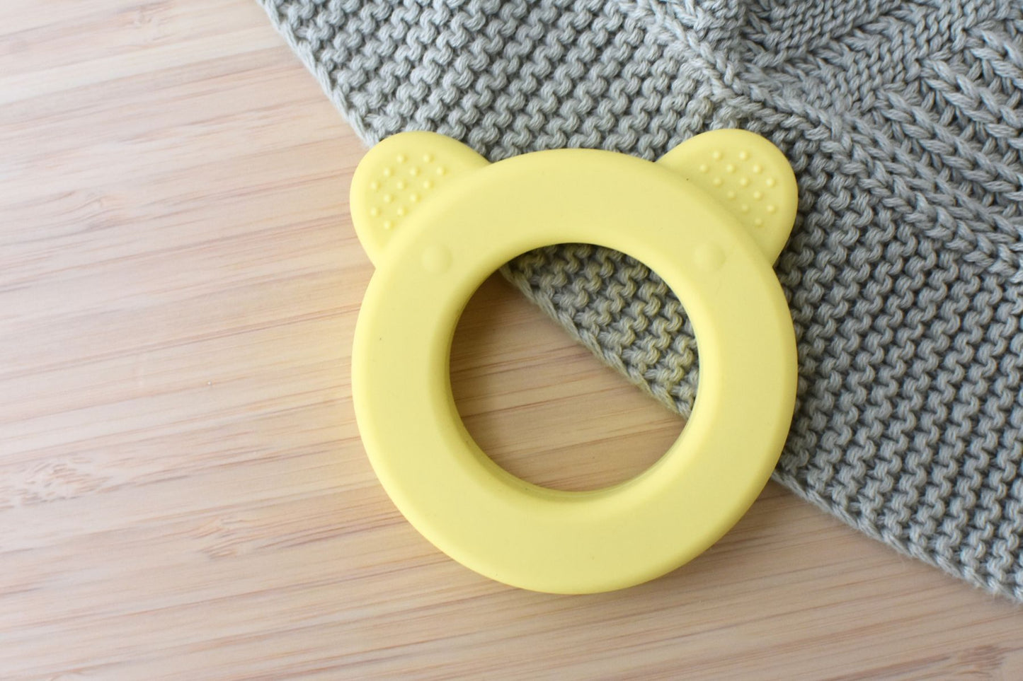 SENSORY SILICONE BEAR TEETHER - YELLOW - Bamboo Sprout