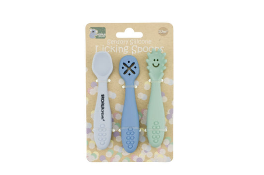 SENSORY SILICONE LICKING SPOONS - BLUE - Bamboo Sprout