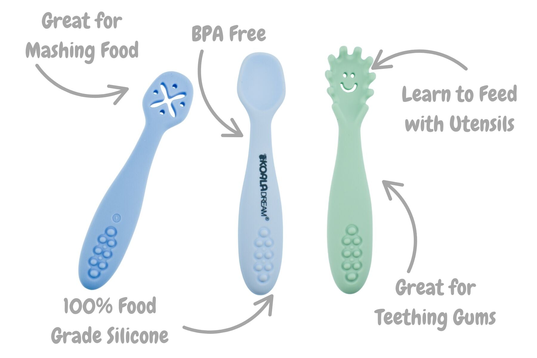 SENSORY SILICONE LICKING SPOONS - BLUE - Bamboo Sprout