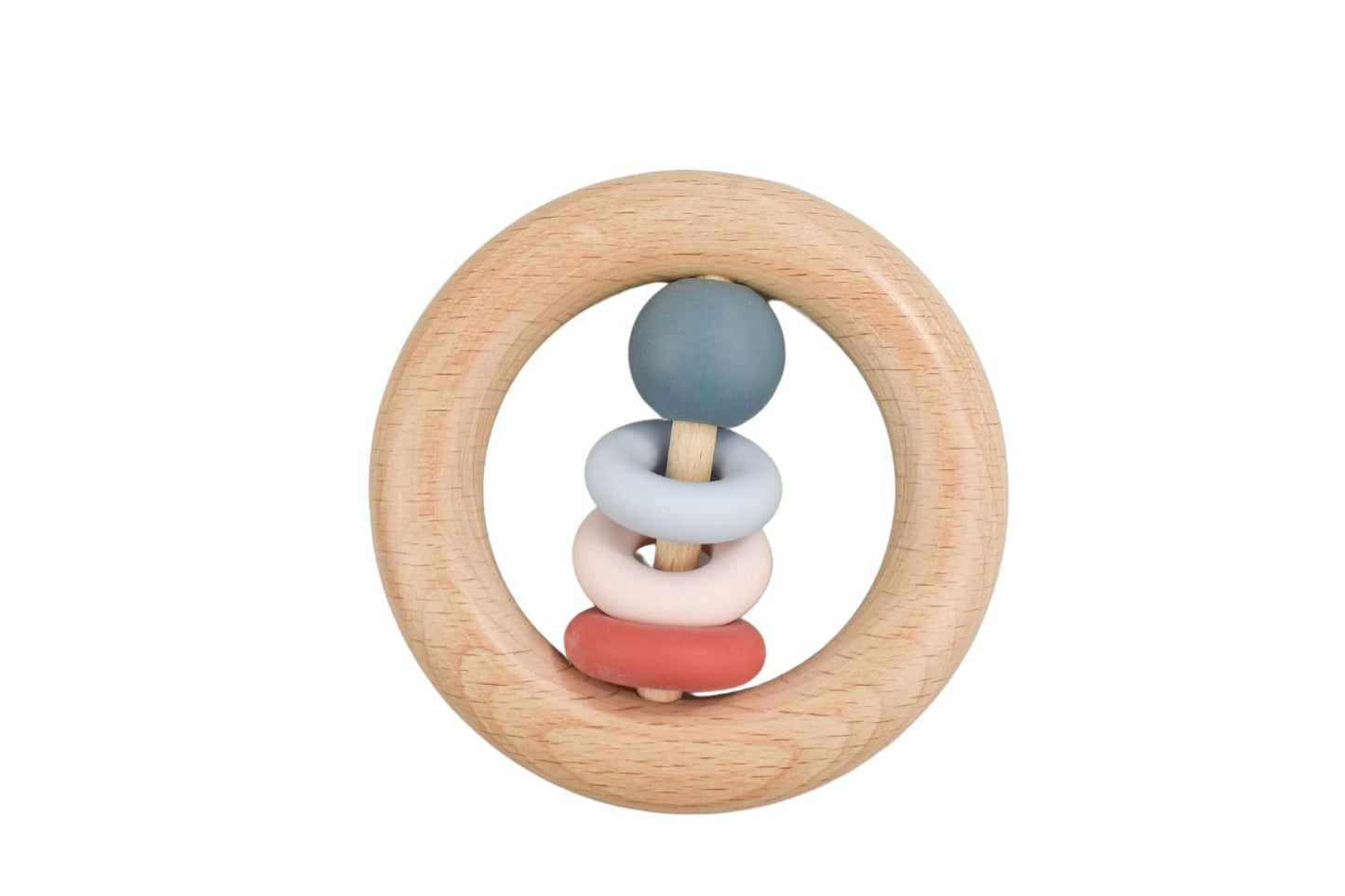 SILICONE AND WOODEN TEETHER RING RED - Bamboo Sprout