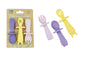 SILICONE ANIMAL SENSORY SPOONS - PINK YELLOW - Bamboo Sprout