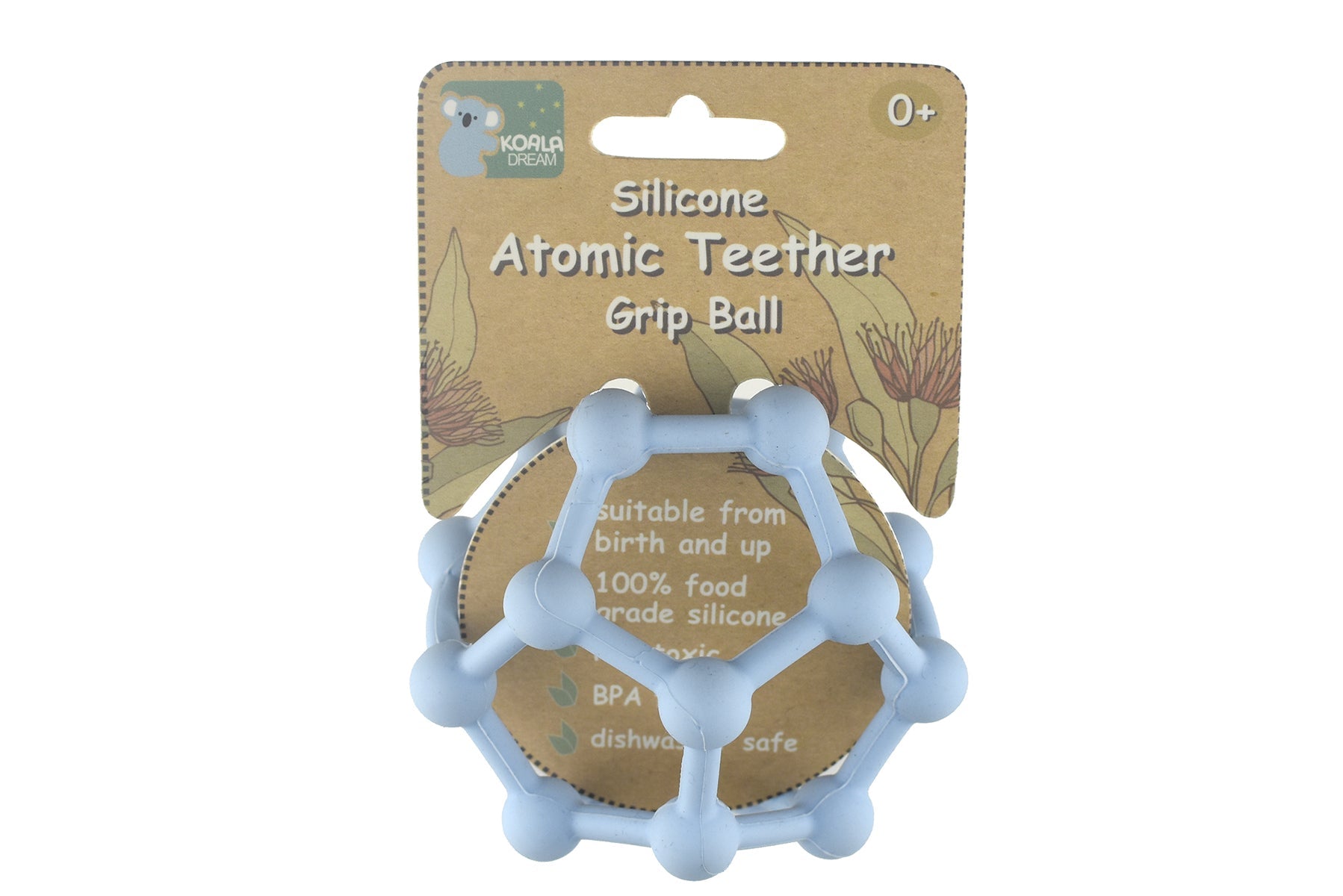SILICONE ATOMIC TEETHER GRIP BALL - BLUE - Bamboo Sprout