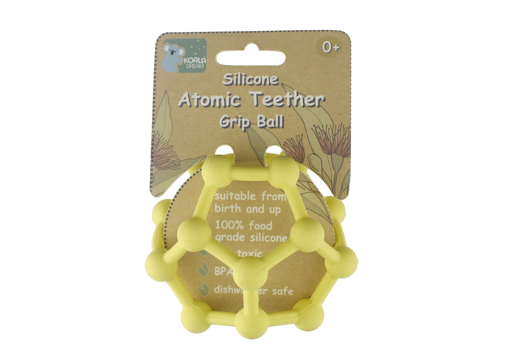 SILICONE ATOMIC TEETHER GRIP BALL - YELLOW - Bamboo Sprout