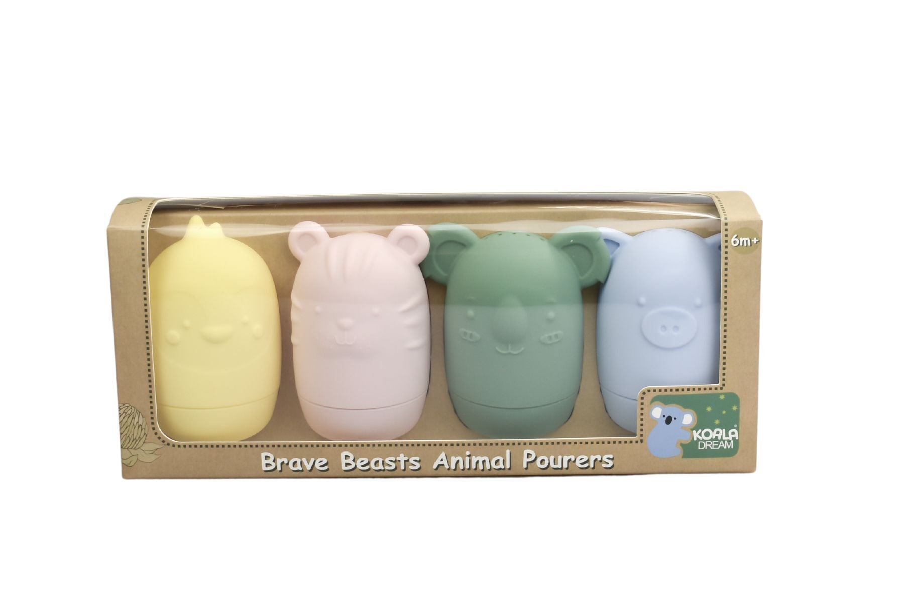 SILICONE BRAVE BEASTS ANIMAL POURERS 4 PCS SET - PASTEL - Bamboo Sprout