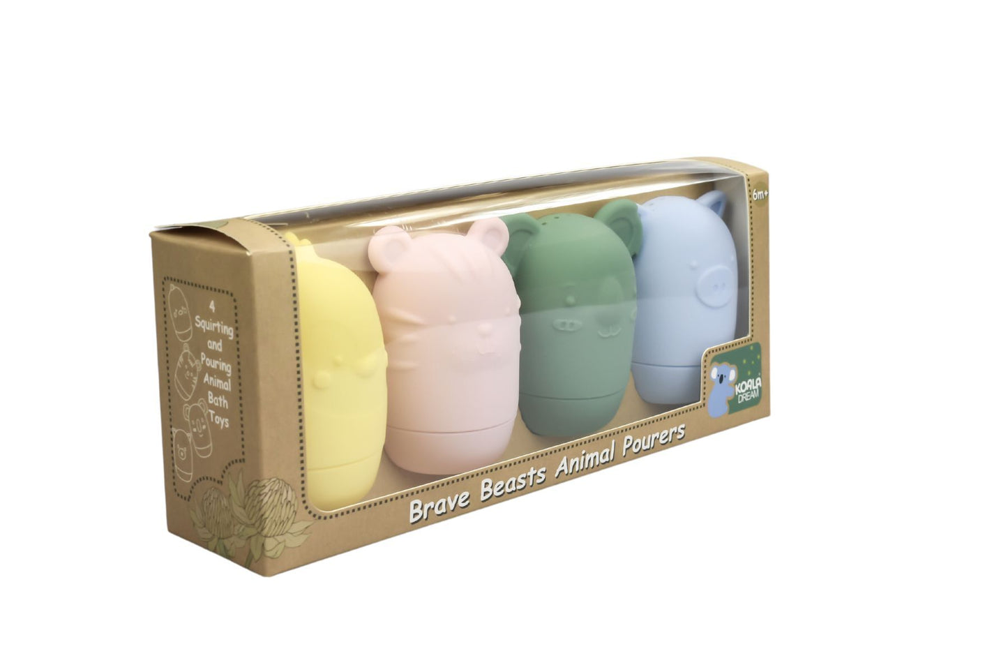 SILICONE BRAVE BEASTS ANIMAL POURERS 4 PCS SET - PASTEL - Bamboo Sprout