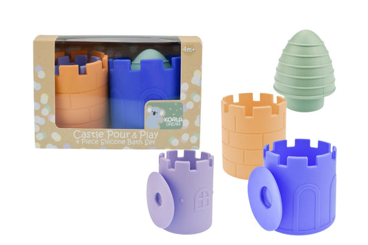 SILICONE CASTLE POUR & PLAY 4PC BATH SET - Bamboo Sprout