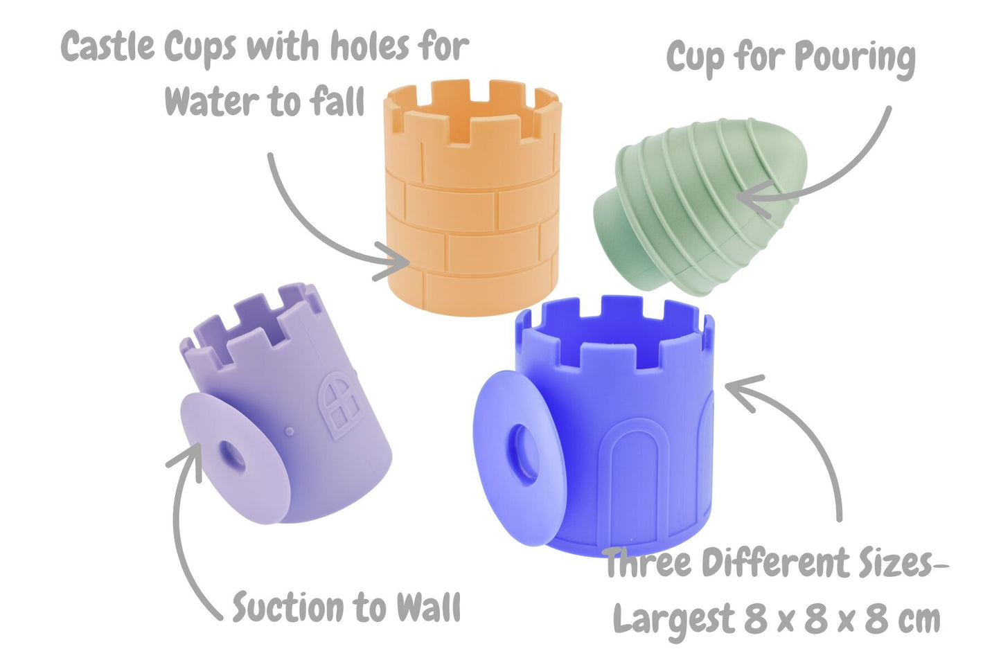 SILICONE CASTLE POUR & PLAY 4PC BATH SET - Bamboo Sprout