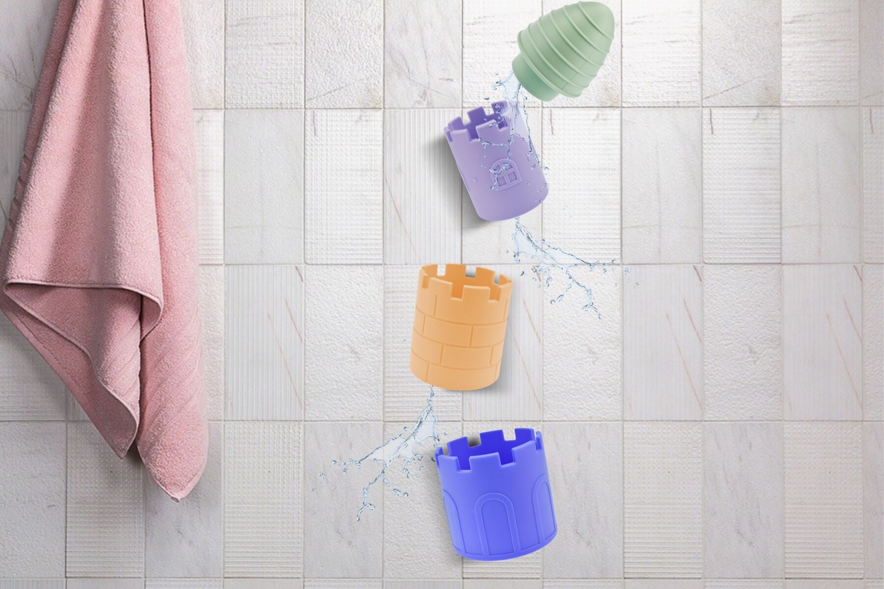 SILICONE CASTLE POUR & PLAY 4PC BATH SET - Bamboo Sprout