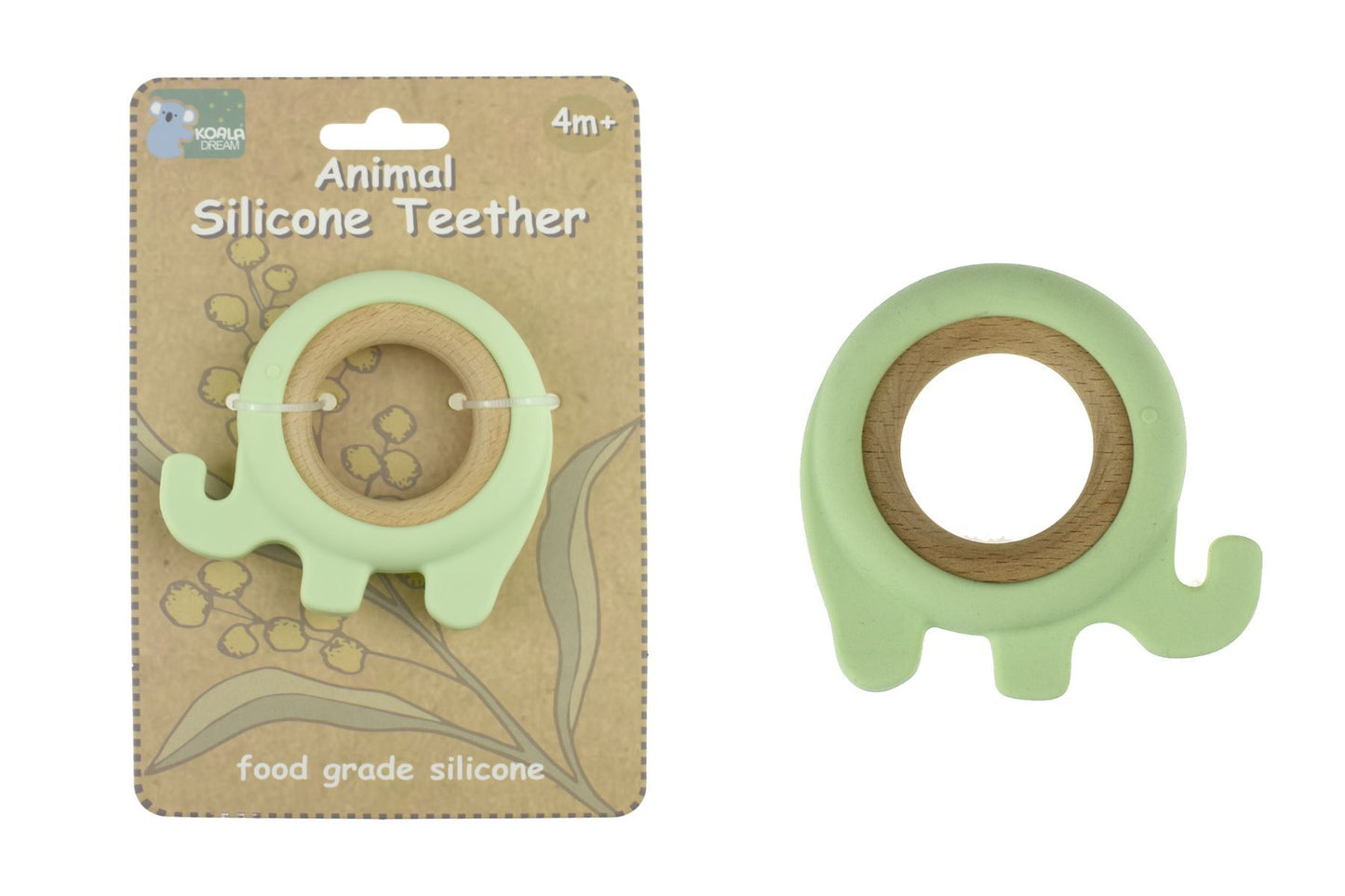 SILICONE ELEPHANT TEETHER - GREEN - Bamboo Sprout