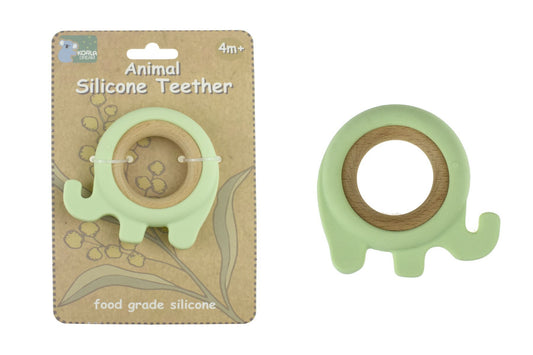 SILICONE ELEPHANT TEETHER - GREEN - Bamboo Sprout