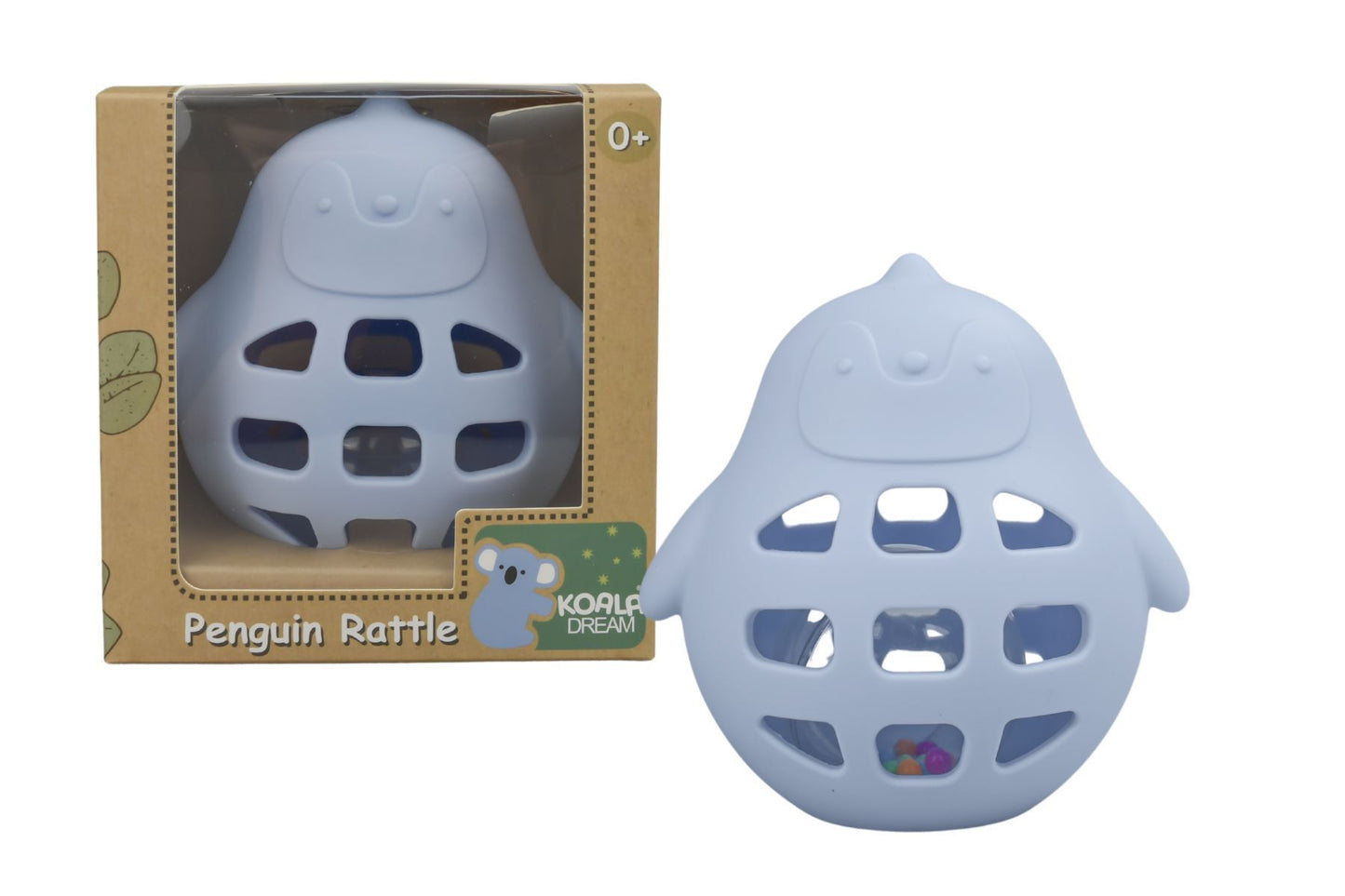 SILICONE PENGUIN RATTLE BLUE - Bamboo Sprout