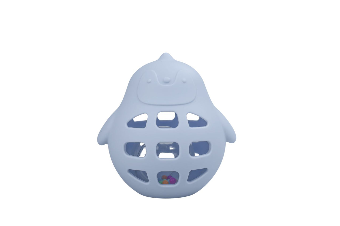 SILICONE PENGUIN RATTLE BLUE - Bamboo Sprout