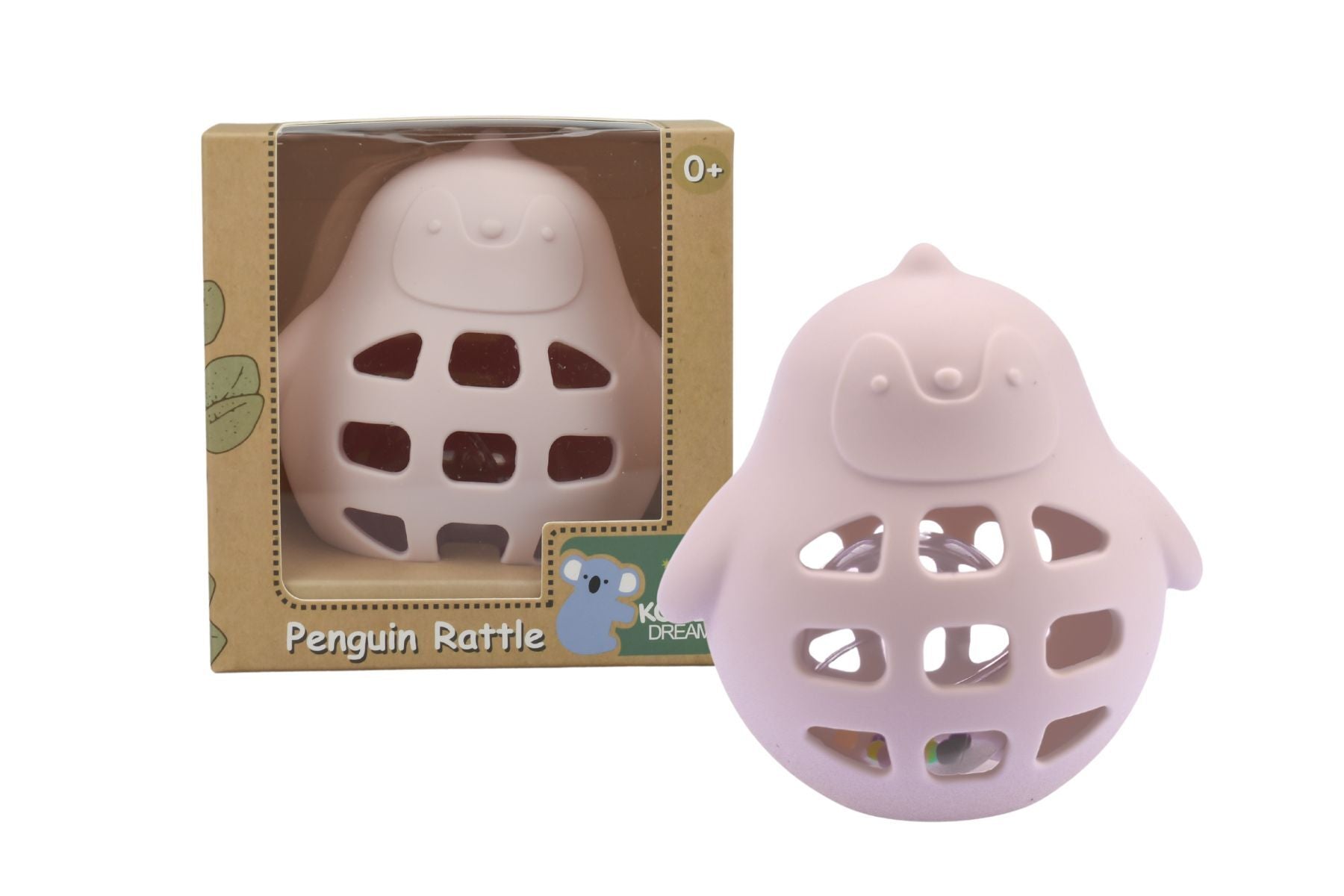 SILICONE PENGUIN RATTLE PINK - Bamboo Sprout