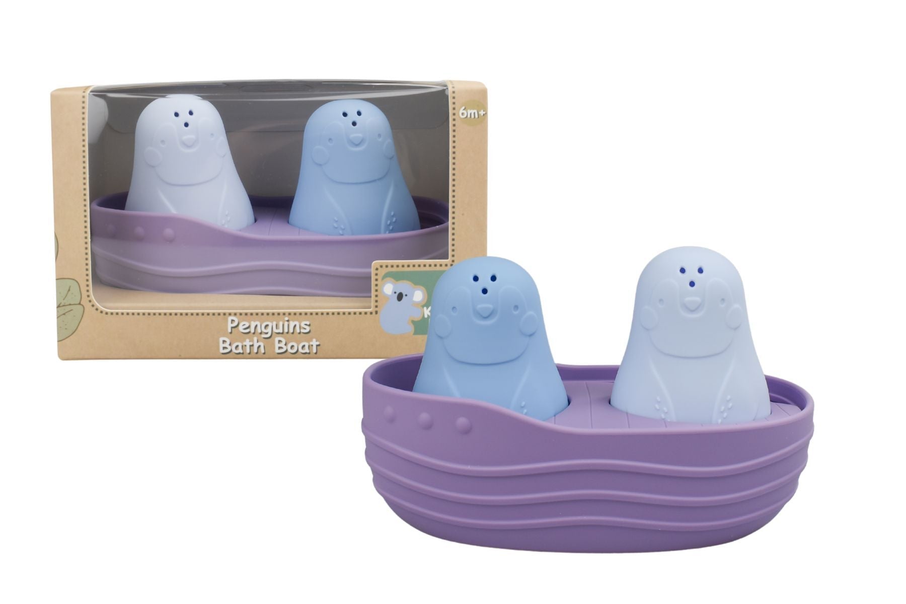 SILICONE PENGUINS BATH BOAT PURPLE - Bamboo Sprout